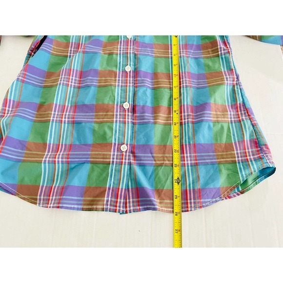 Patagonia | Women's Blue Roll Tab Sleeves Stripe Button Front Plaid Shirt - Picture 8 of 10